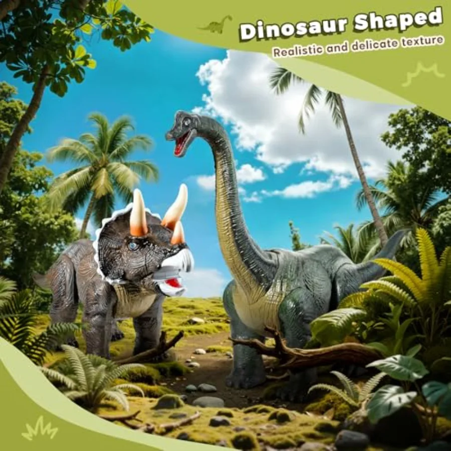 トゥインクー用恐竜乗用玩具車、リアルなブラキオサウルスのプッシュカー、3種類のサウンドエフェクト、サウンドとライトエフェクト、PPホイール付き