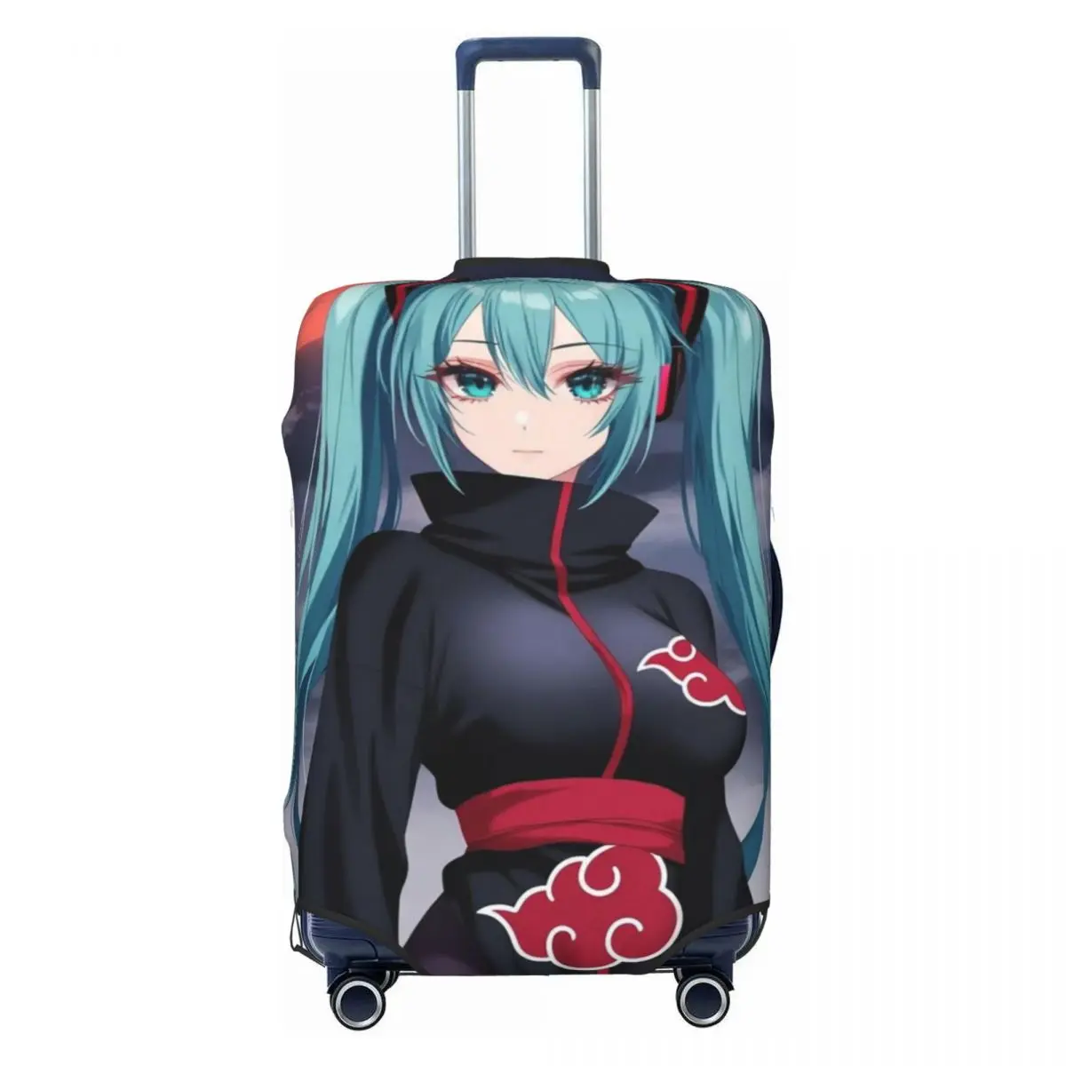カスタム初音ミク-vocaloid-ロックアニメ荷物カバー面白いスーツケースプロテクターカバー-18-32-インチに適しています