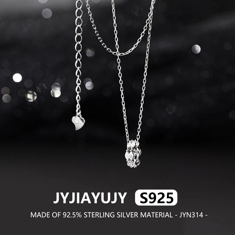 

JYJIAYUJY 100% цельно оригинальное ожерелье из стерлингового серебра S925, в наличии, двухслойное кольцо 9,5 мм, модная повседневная одежда JYN314