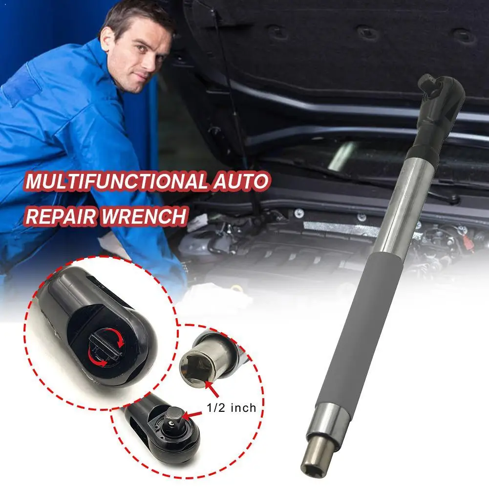 

Offset Extension Wrench, Adjustable Wrench Versatile Impact Ratchet Extender 1/2 Inch Fixed Drive Head 4 Adapters Tight Spaces