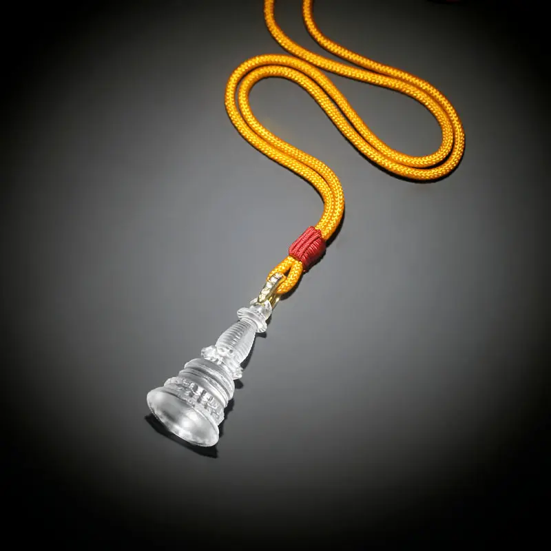 Mini Tibetan Bodhi Pagoda Pendant Necklace Portable Ancient Glazed Auspicious Amulet for Blessing and Good Luck Gifts