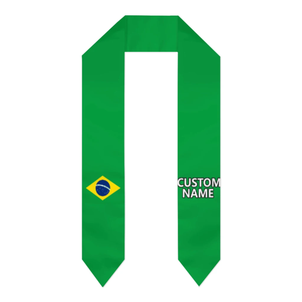 Custom Name Brazil Flag Scarf Graduation Sash Stole International Study Abroad Adult Unisex Party Accessory