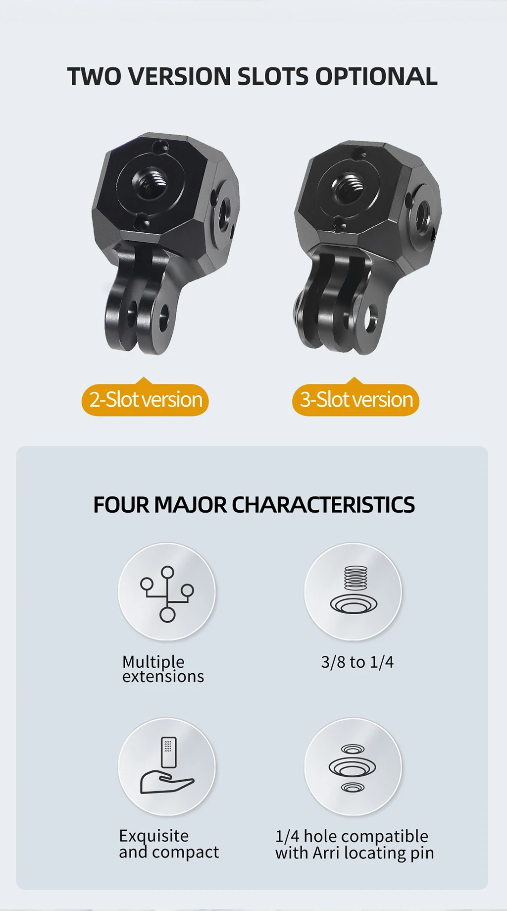 Vielseitiger Mini-Magic-Cube-Adapter mit Schraubenloch ARRI 1/4 3/8' für GoPro 13 Insta360 X4 Osmo Blitzlicht Stativhalterung – Detail 28
