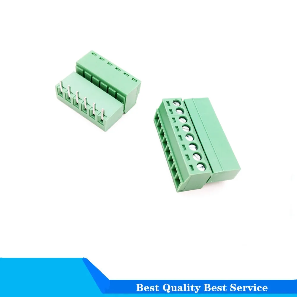 20 Pair 3.5MM PCB Pluggable Terminal Block Connectors 2/3/4/5/6/7/8/9/10P Right Angle KF15EDG-3.5 Copper Green RoHSr