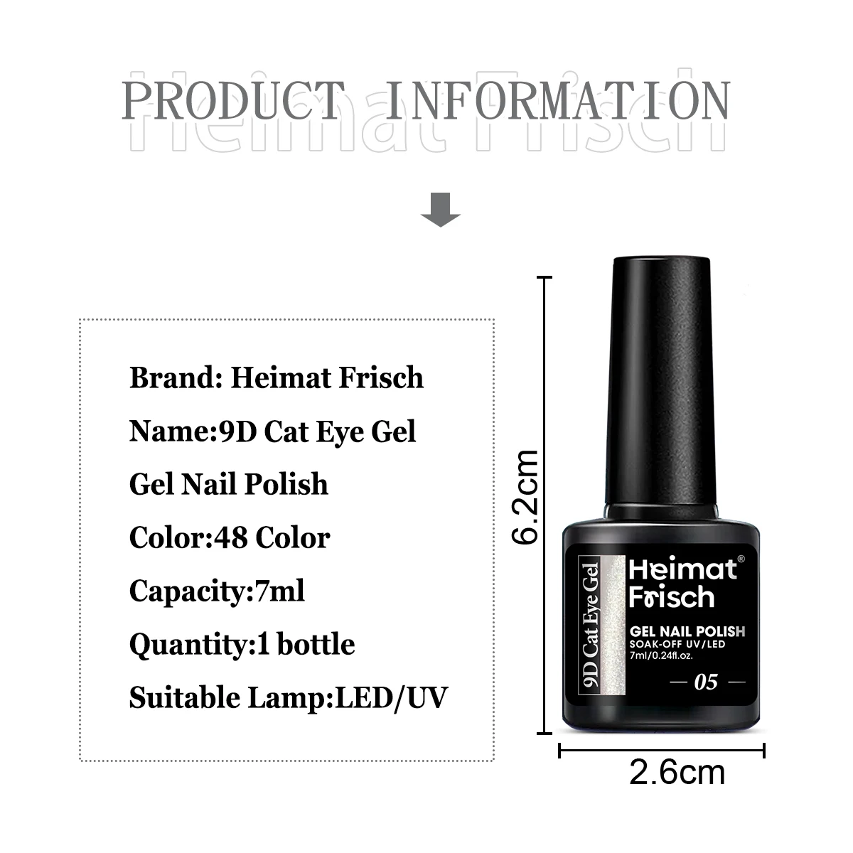 Heimat Frisch Vernis à ongles gel œil de chat monocristallin, vernis à ongles gel magnétique réfléchissant, vernis à ongles gel œil de chat amovible, Na