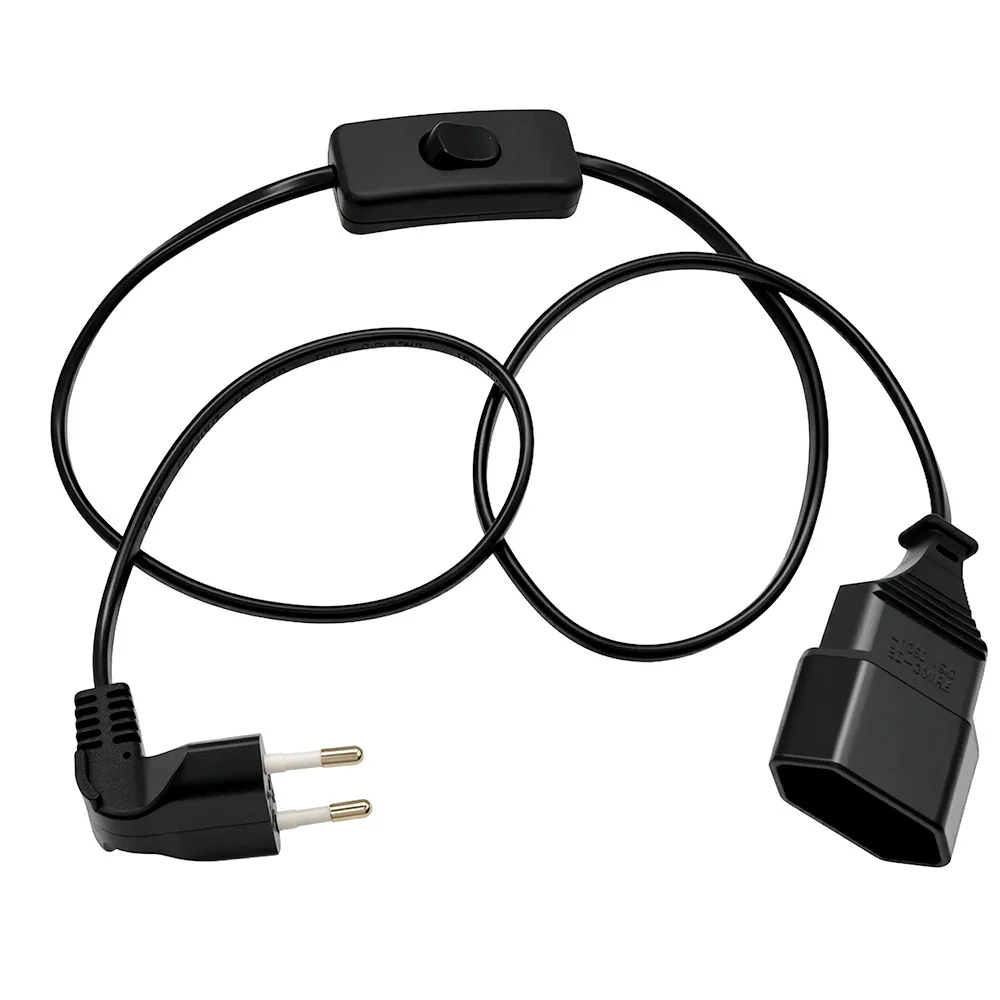 CILIA EU LED Switching Power Cord Socket, Lighting Extension Line, 2P, 48mm, 1M Electric Cable with Switch, 10A for Home