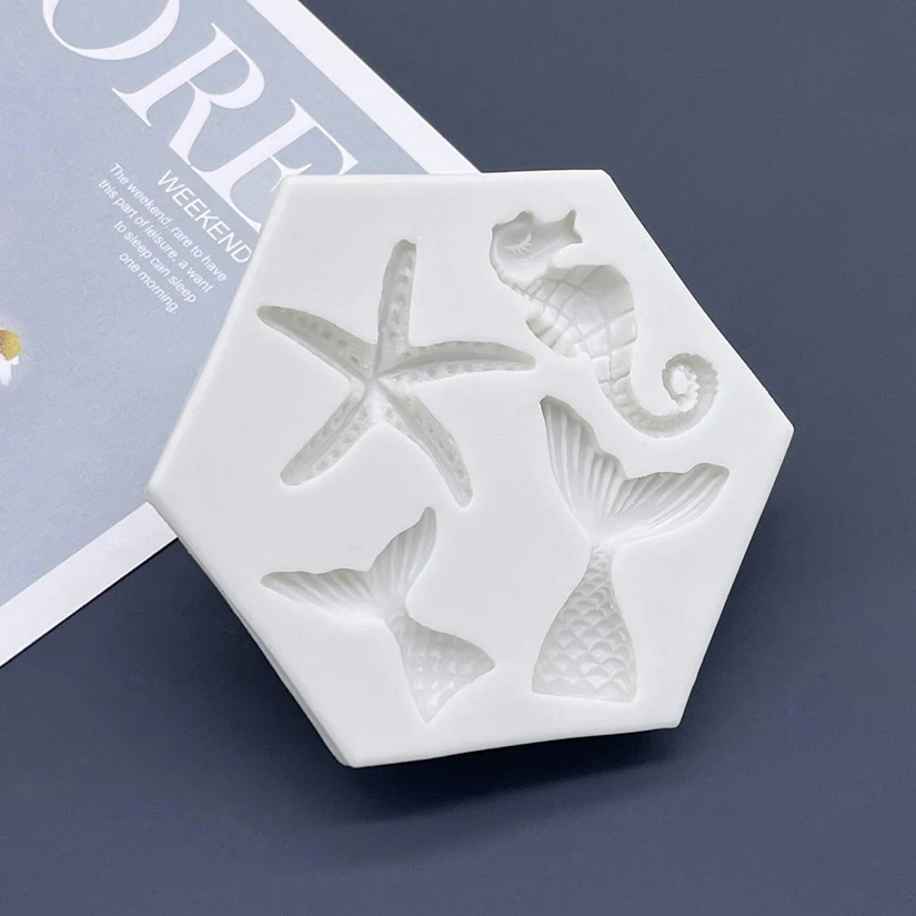 Meerjungfrau Schwanz Seestern Seepferdchen Silikon Form Sugarcraft Schokolade Cupcake Backform Fondant Kuchen Dekorieren Werkzeuge – Detail 3