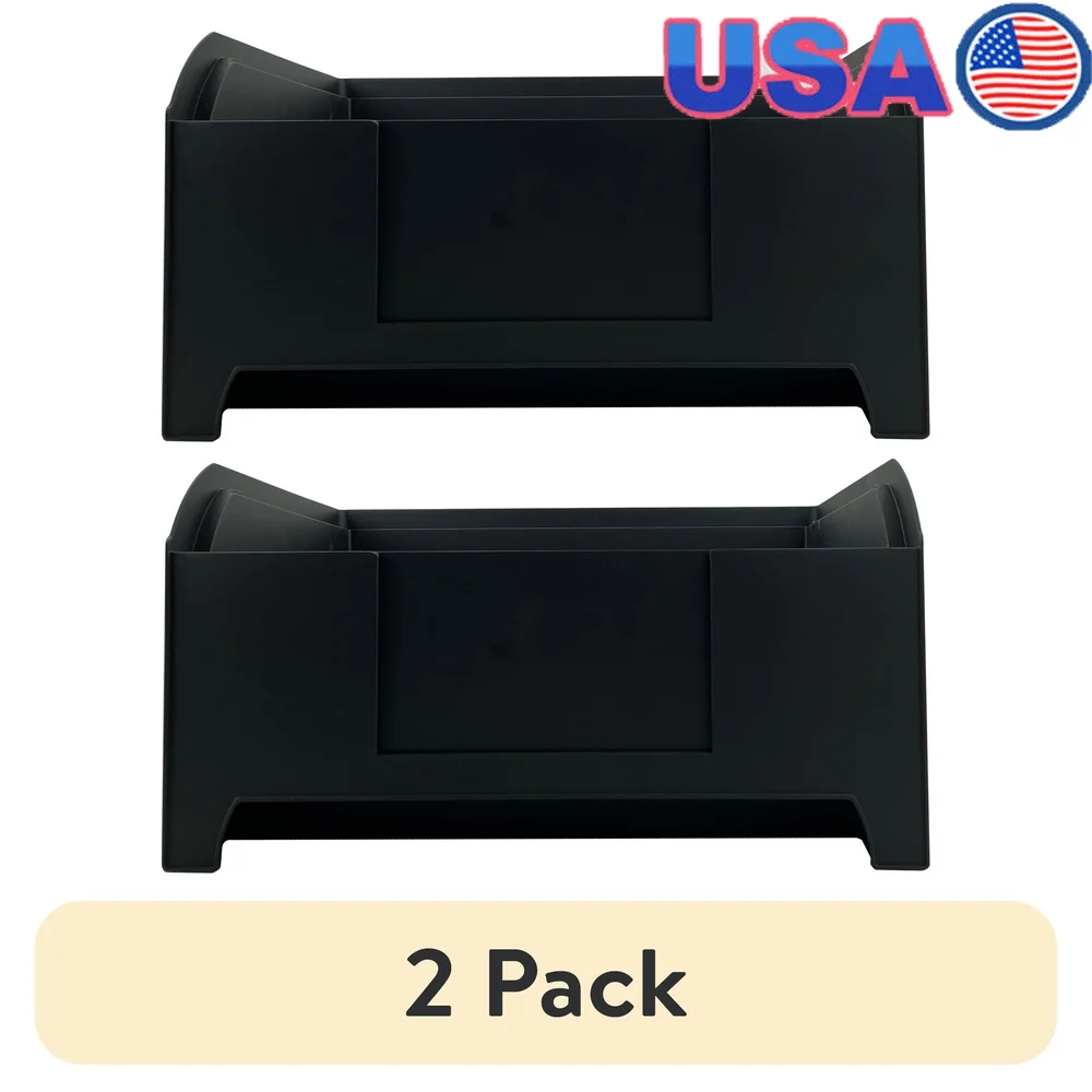 

2 Pack Large Stackable Plastic Storage Bin with Built in Label Insert Organizing Garage and Home Spaces