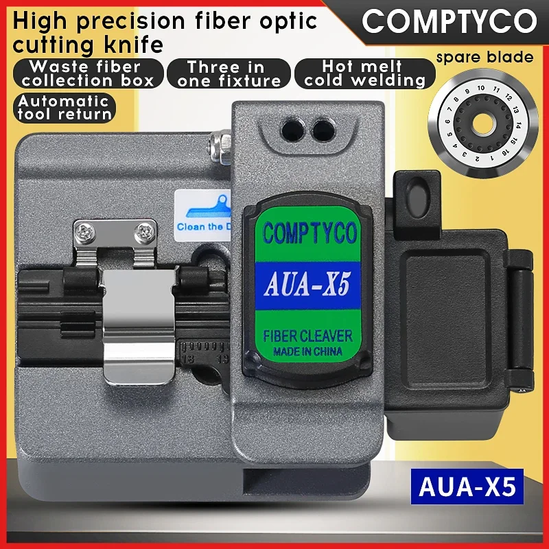 COMPTYCO AUA-X5 Fiber Cleaver Kabelsnijmes FTTT Glasvezelmes Gereedschap Cutter Hoge Precisie Cleavers 16 Oppervlakteblad