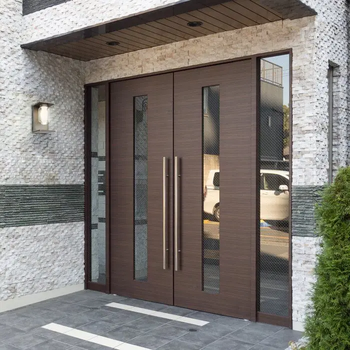 Modern Revolving Door Latest Replacement Wood Grain Exterior Door Entry Pivot Aluminum Entrance Doors for Villa Home Decoration