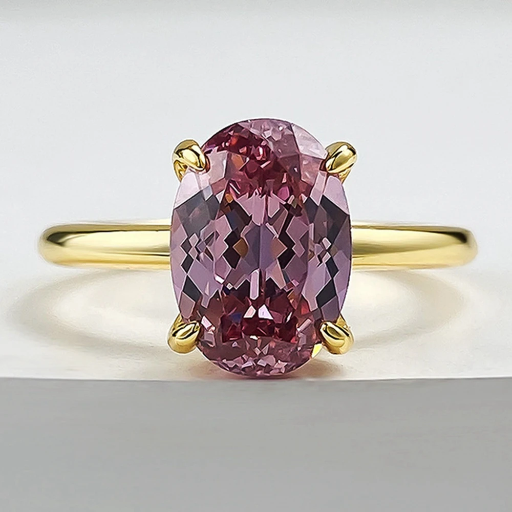 

7*10 MM Oval Cut Morganite Gemstone 18K Gold Plated 925 Sterling Silver Wedding Engagement Ring Fine Jewelry Wholesale