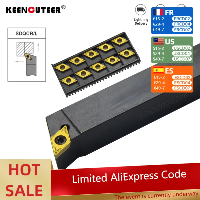 

1 шт. SDQCR1616H11/SDQCR2020K11/SDQCL2525M11 держатель внешнего токарного инструмента DCMT/DCGT11 твердосплавные вставки обработка металла инструменты для токарного станка