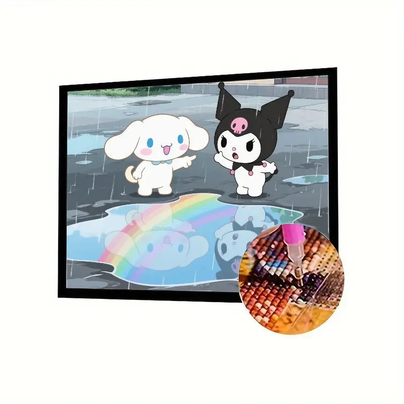 

1 шт. Sanrio Cinnamoroll & Kuromi Rainy Day Rainbow Puddle 5D набор для алмазной живописи - полная дрель DIY Cute Cartoon Rhinestone Art Cr