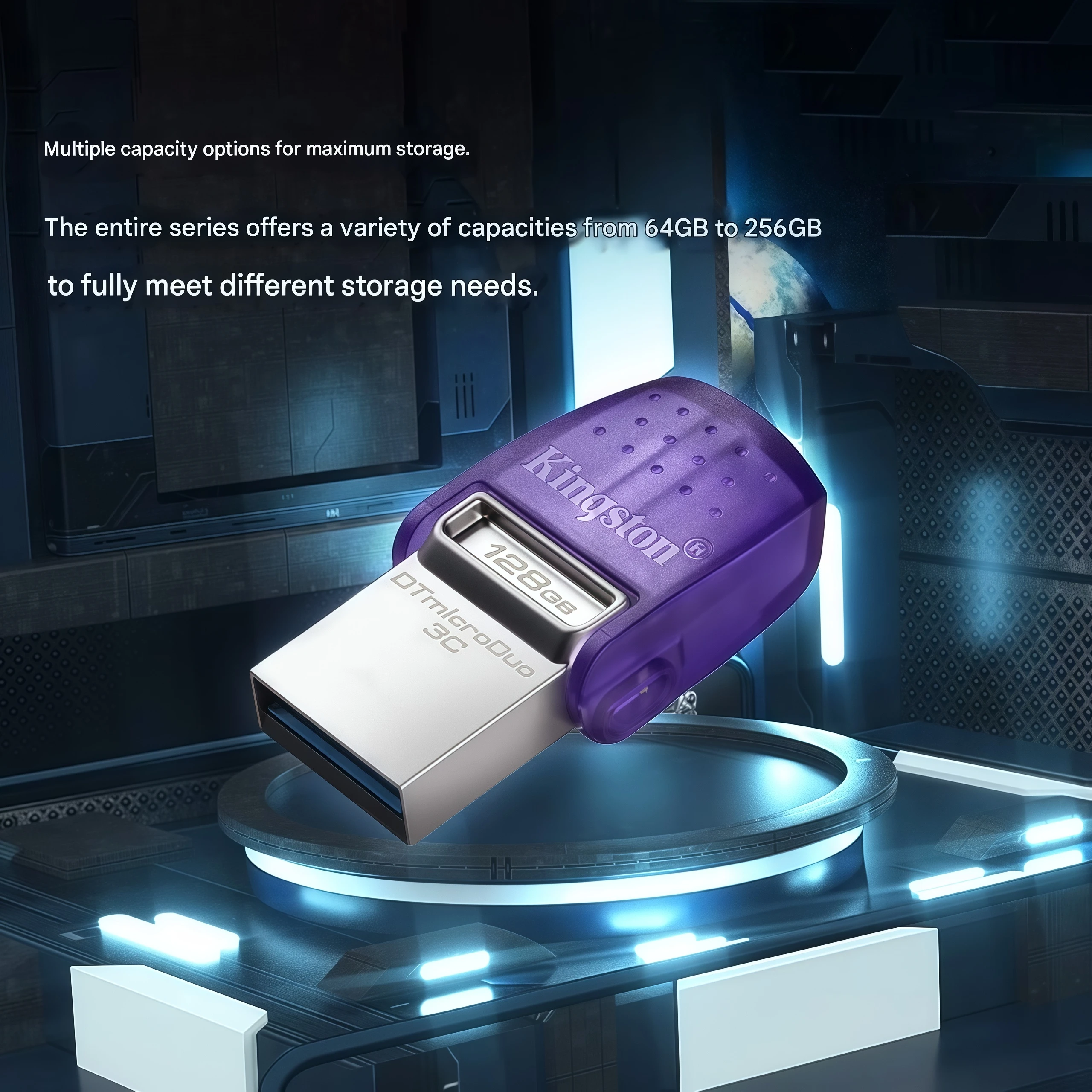 Kingston Type-C USB 3.2 واجهة مزدوجة للهواتف المحمولة وأجهزة الكمبيوتر ومحركات الأقراص الفلاش، 200 ميجابايت/ثانية، لنظام Android وApple