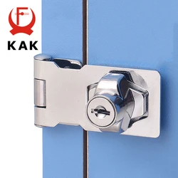KAK 2.5-4 inch Punch-free Hasp Latch with Lock Zinc Alloy Door Lock Drawer Locks Letter Box Locker Office Cabinet Security Lock