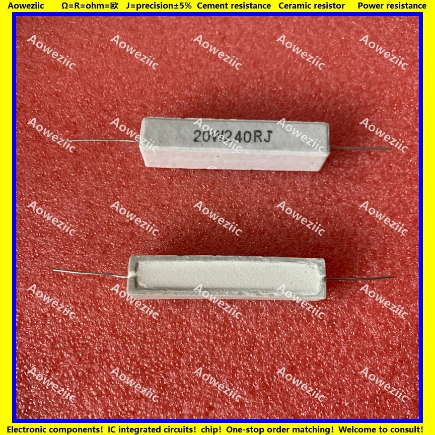 10Pcs RX27 แนวนอนตัวต้านทานซีเมนต์ 20W 240 โอห์ม 20W 240R 240RJ 20W240RJ เซรามิคความต้านทานความแม่นยํา 5% Power ความต้านทาน