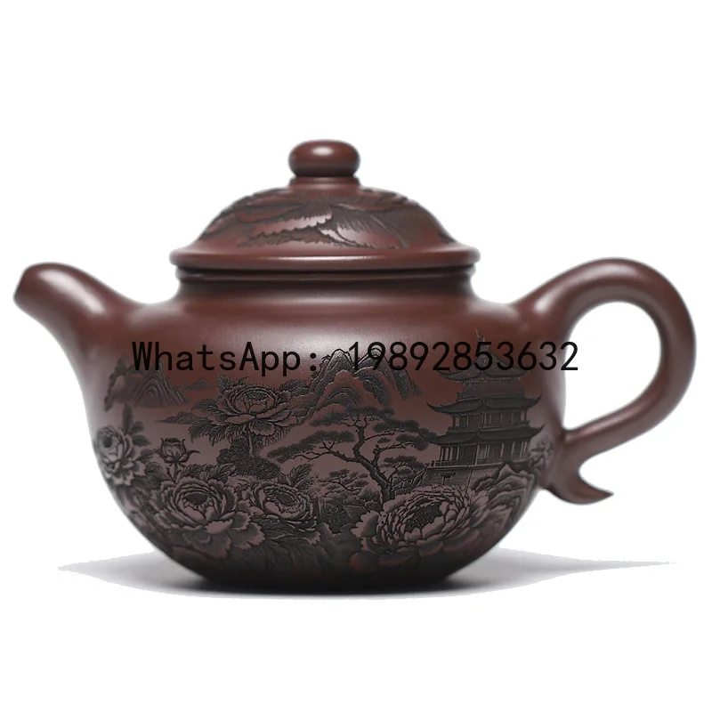 

PYJ authentic raw ore purple clay pot fully hand-carved, lotus seed brewing teapot large ml 500CC tea set