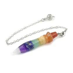 Natural Stone Pendant Crystal Pendulums for Divination Dowsing 7 Chakra Healing Crystals Pendulum Semi Precious Pendulos X049