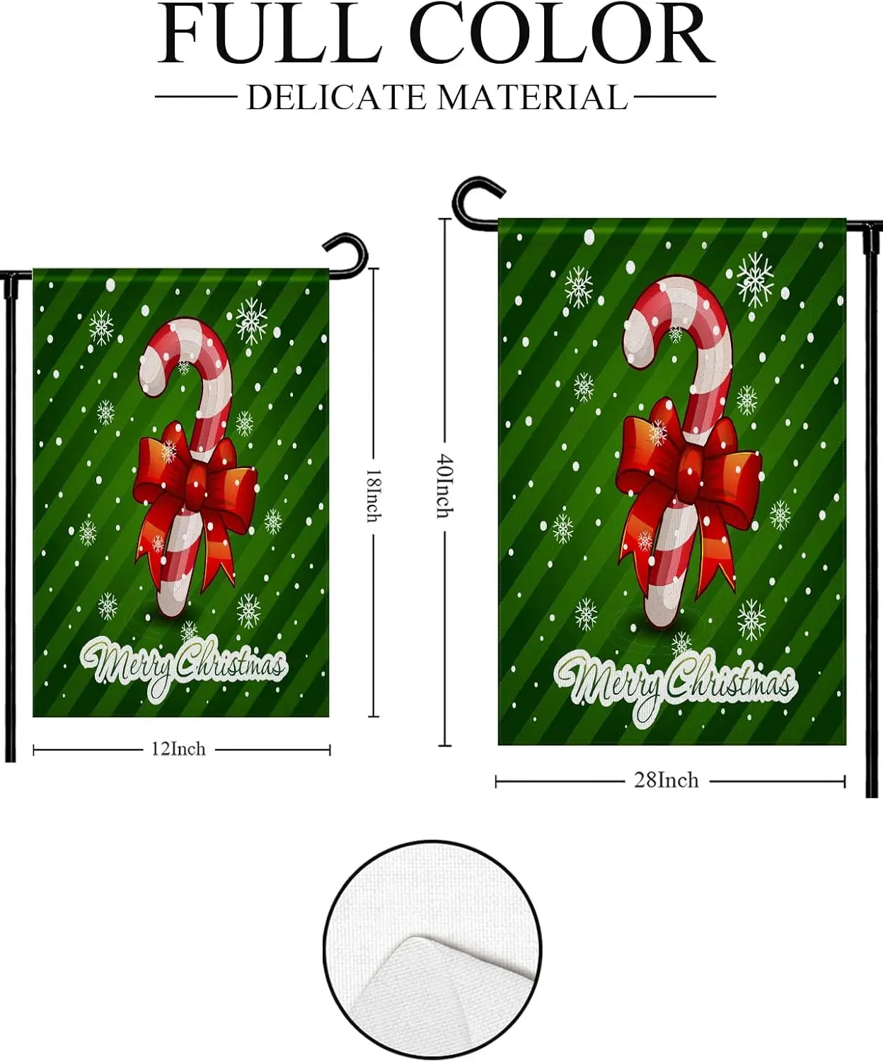 Garden Flags for Outside 28x40inch, Weatherproof and Non-Fray Durability Yard Flags, Christmas New Year Decorative Candy Cane De