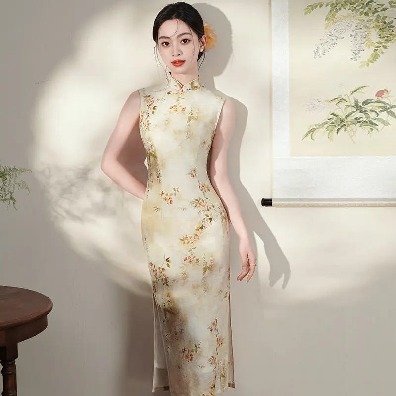 Sleeveless New Chinese Long Style Improved Cheongsam 2026 New Young Style Women's Daily Summer Qipao Dress
