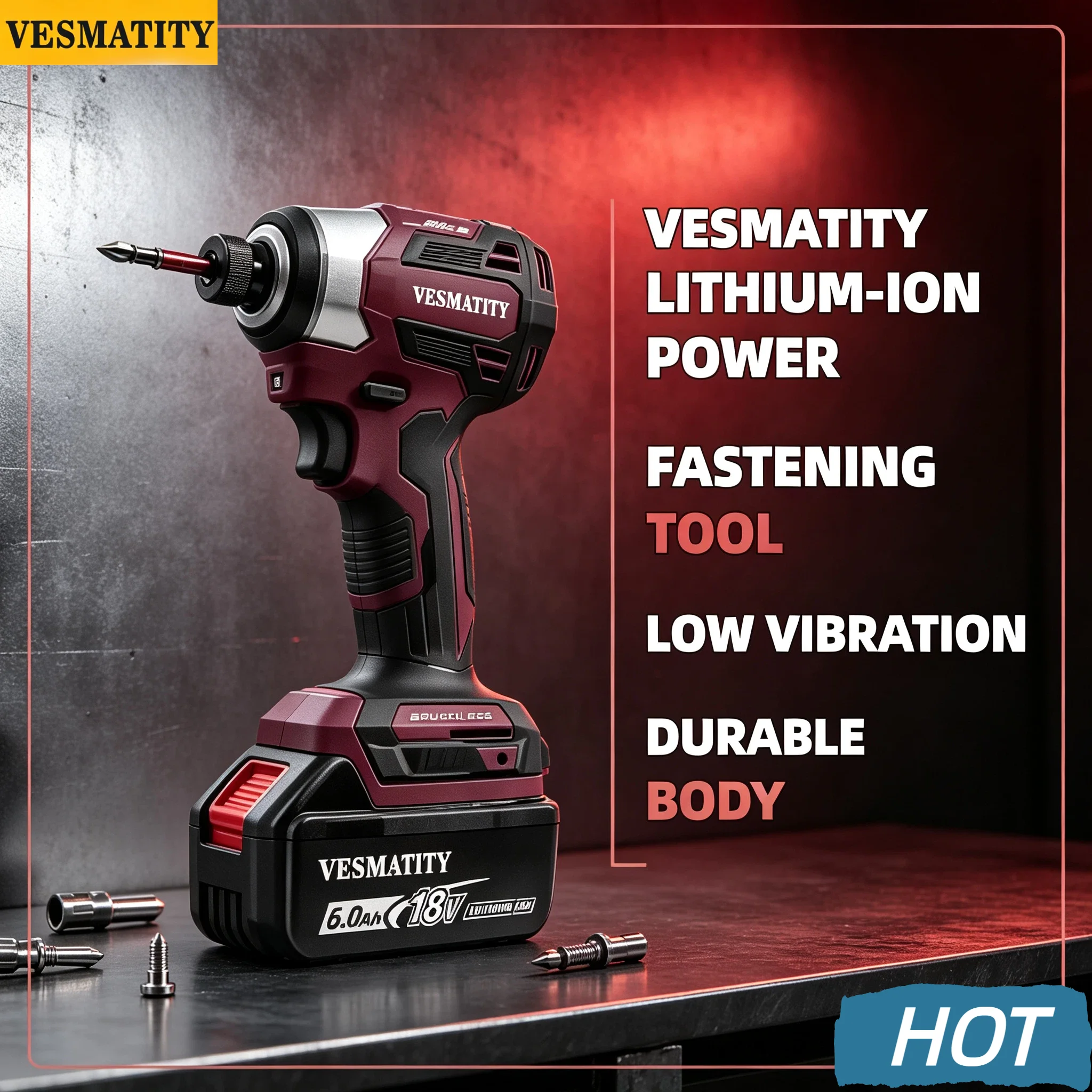 Vesmatity Drill DTD173 Brushless Impact Driver 1800RPM 180Nm T-Mode Cordless Heavy Duty 18V 20V Battery Max Unit HD Set