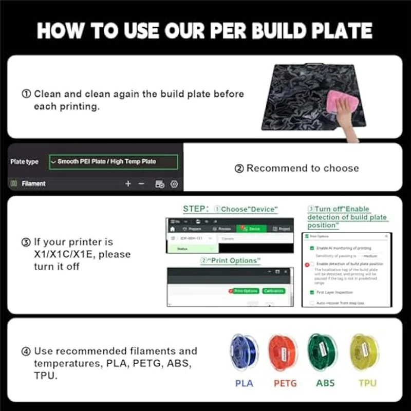 

Smooth PER Build Plate For Bambu Lab X1/X1C/X1E/A1/P1P/P1S,Flexible Abstract Water Ripples+Wood Grain PER Effect Sheet
