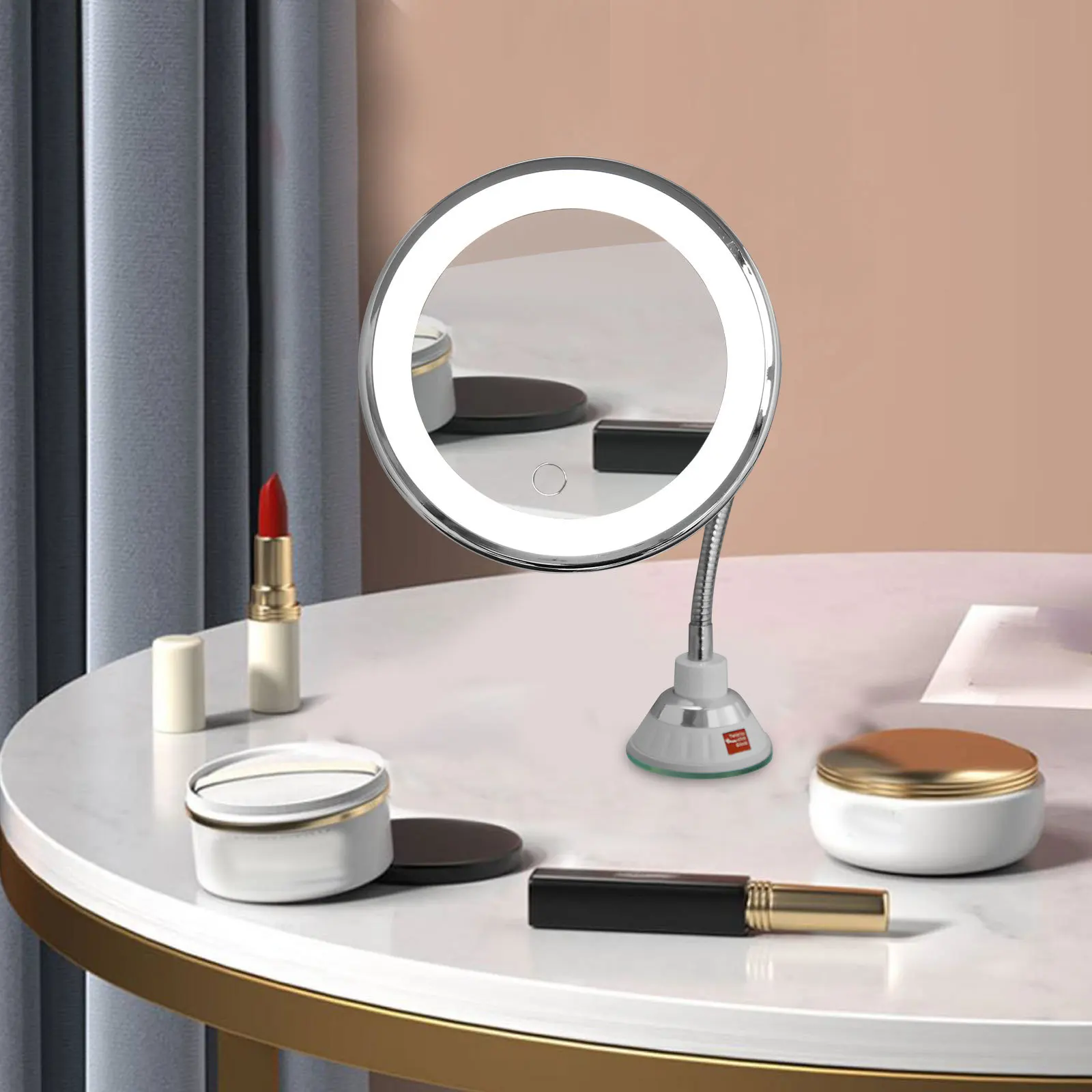 

1Pcs LED Fill Light Lamp Makeup Mirror Premium ABS Colored Mirror Durable Practical Long Service Life True Color Reflection Chic