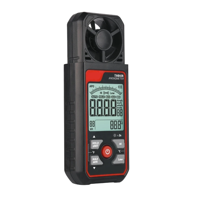 Anemometro digitale Misuratore velocità del portatile Tester Windmeter LCD retroilluminato Display Strumento