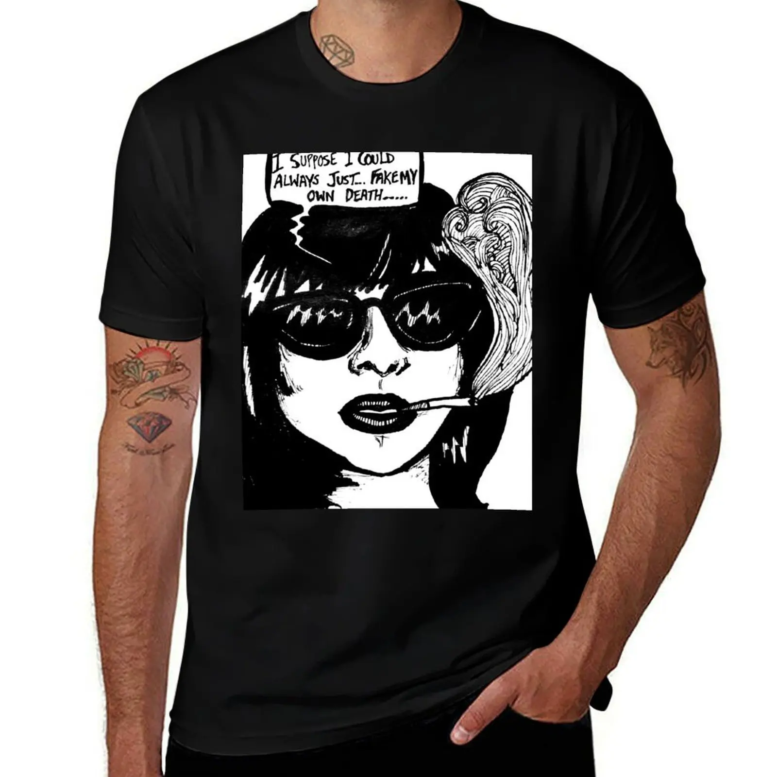 T-shirt décontracté à manches courtes respirant avec inscription « Fake my own death »