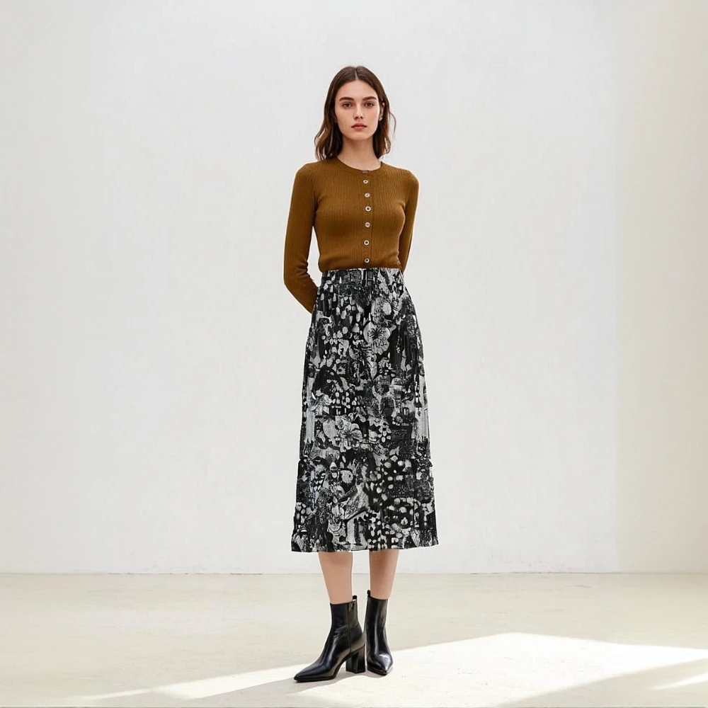 

Miyake Pleated Skirt for Women in Summer 2025, New Fashionable Print, Loose Pleats Plus Size Women's Versatile Pleated Skirt