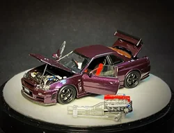 PGM xワンモデルカー、チューンジェイド、午前0パープル、限定版、ダイキャストモデル、r34 z、1:64