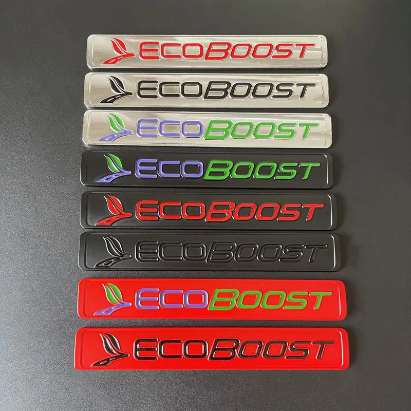 3D Metal EcoBoost Logo Car Fender Emblem Trunk Badge For Ford Fiesta Focus Mustang 2 3 Fusion Mondeo EcoBoost Sticker Accessorie