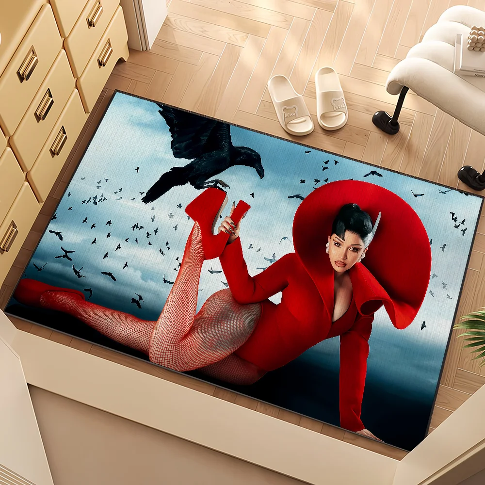 

singer c-Cardi B Outside AM I THE DRAMA small carpet Rug Home Decor Bedroom Mat Hallway Balcony Entrance Doormat Decoration