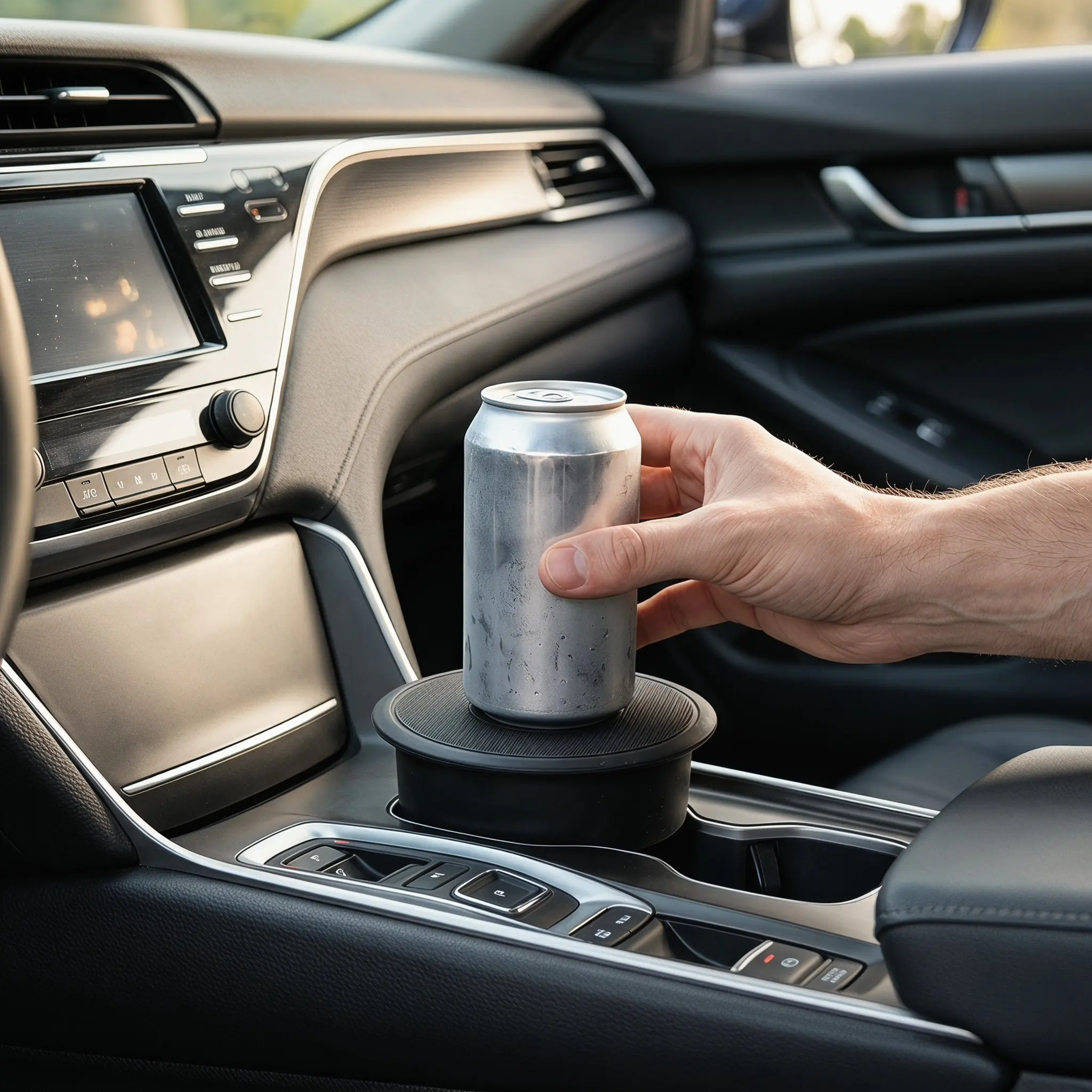 Car Cup Holder Insert Mat Black Plastic Enhanced Depth Vehicle Interior Mat Non-Slip Drink Holder Center Console Cup Coaster