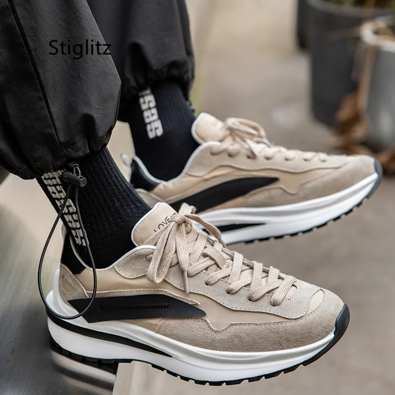 Mixed Colors Men's Casual Sneakers Lacce Up Leisure Korean Daddy Shoes Travel Runway Sports Shoes 2023 Spring Summer New