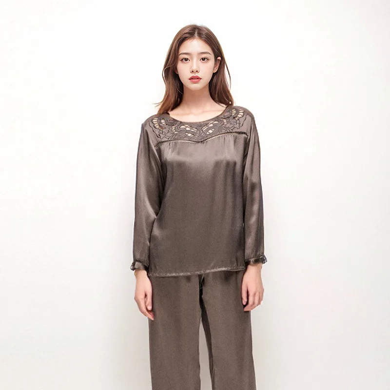 High Quality Heavy Real Silk Pajamas Women's Suit 2024 Long Sleeve Home Wear Can Be Worn outside