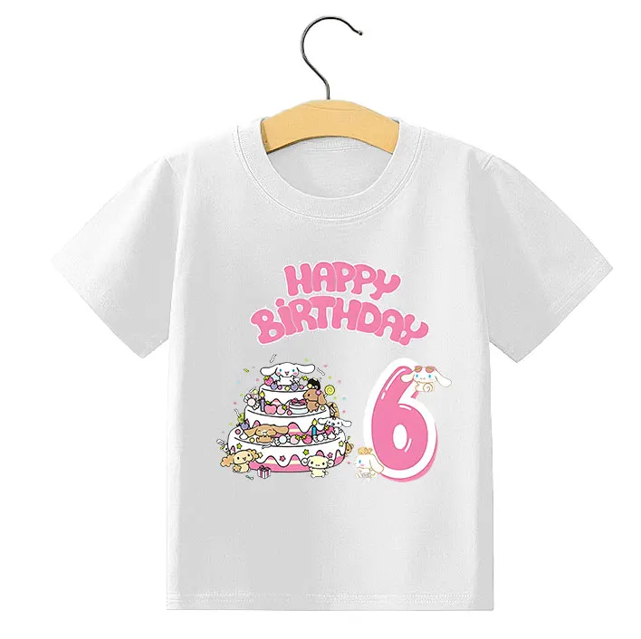 

Summer Sanrio Cinnamoroll T-shirt Birthday Number 1-14 Kawaii T Shirt Anime Cartoons Children Casual Clothes Kid Girl Boy Tops