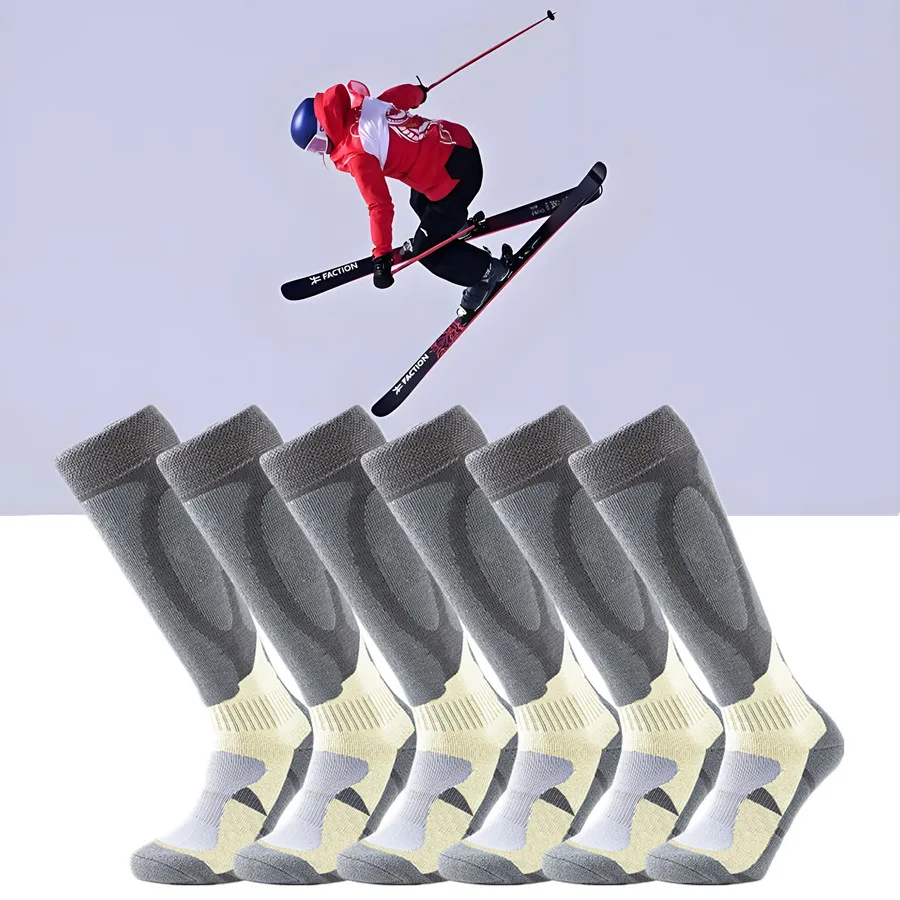 جوارب تزلج مضغوطة للجنسين، قبضة غير قابلة للانزلاق، معزولة حراريًا ومسامية ومضادة للصدمات مع قاعدة منشفة للرياضات الشتوية #1