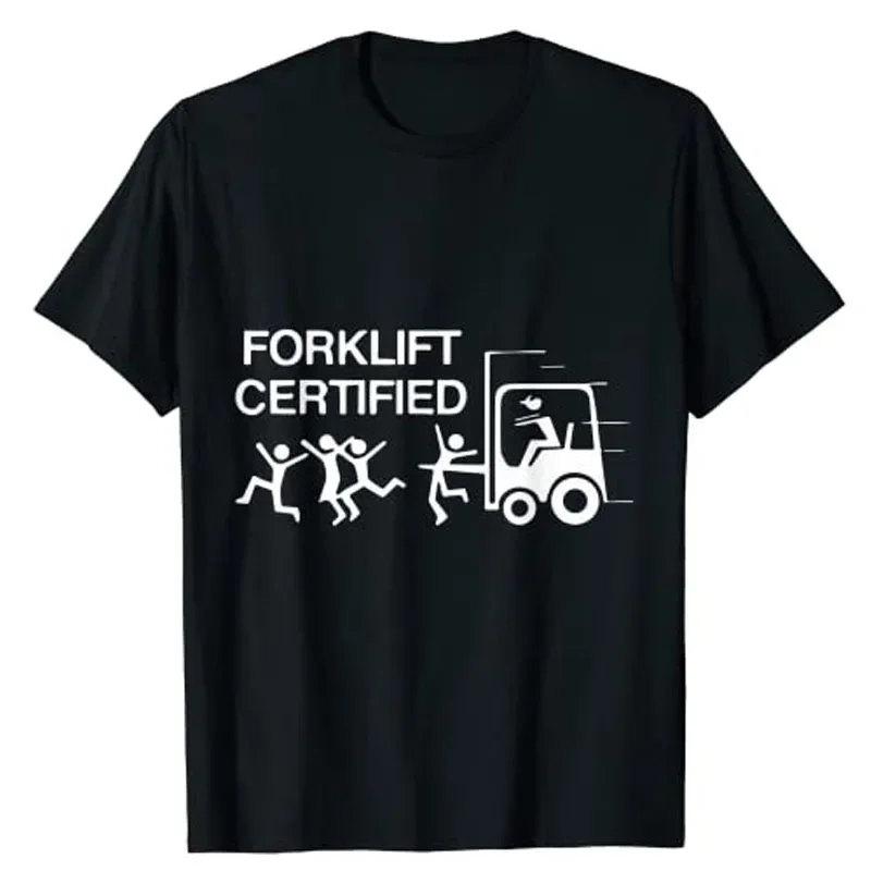 Funny Forklift Operator Forklift Certified Retro Vintage T-Shirt Humor Funny Graphic Tee Husband Gift Men's Fashion Cool Clothes