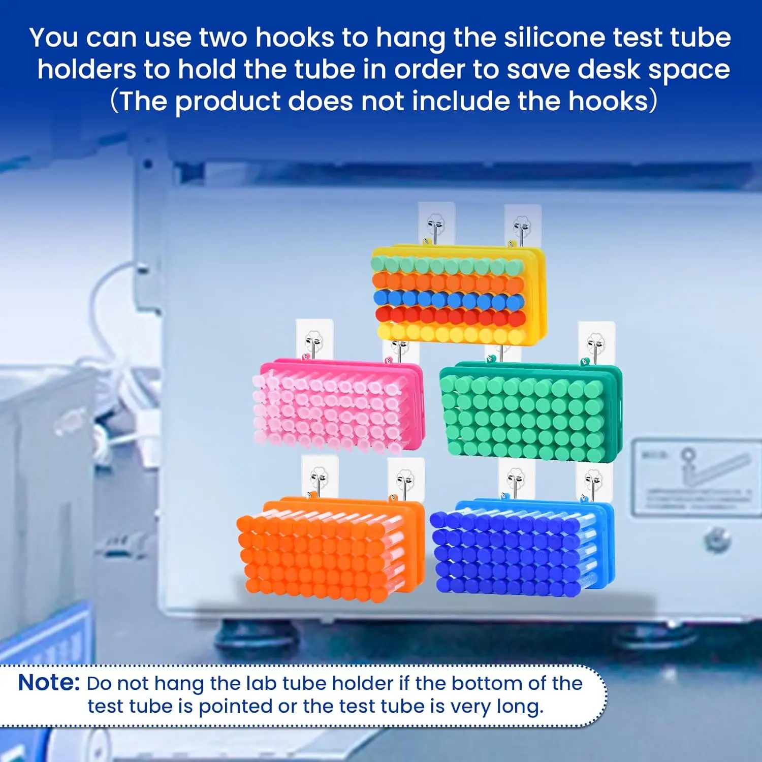 Plastic Test Tube Rack 50-Holes Centrifuge Tube Rack Lab Test Tubes Holder Stand Bracket Pink、Blue、Green、orange、yellow，1Pcs view 3