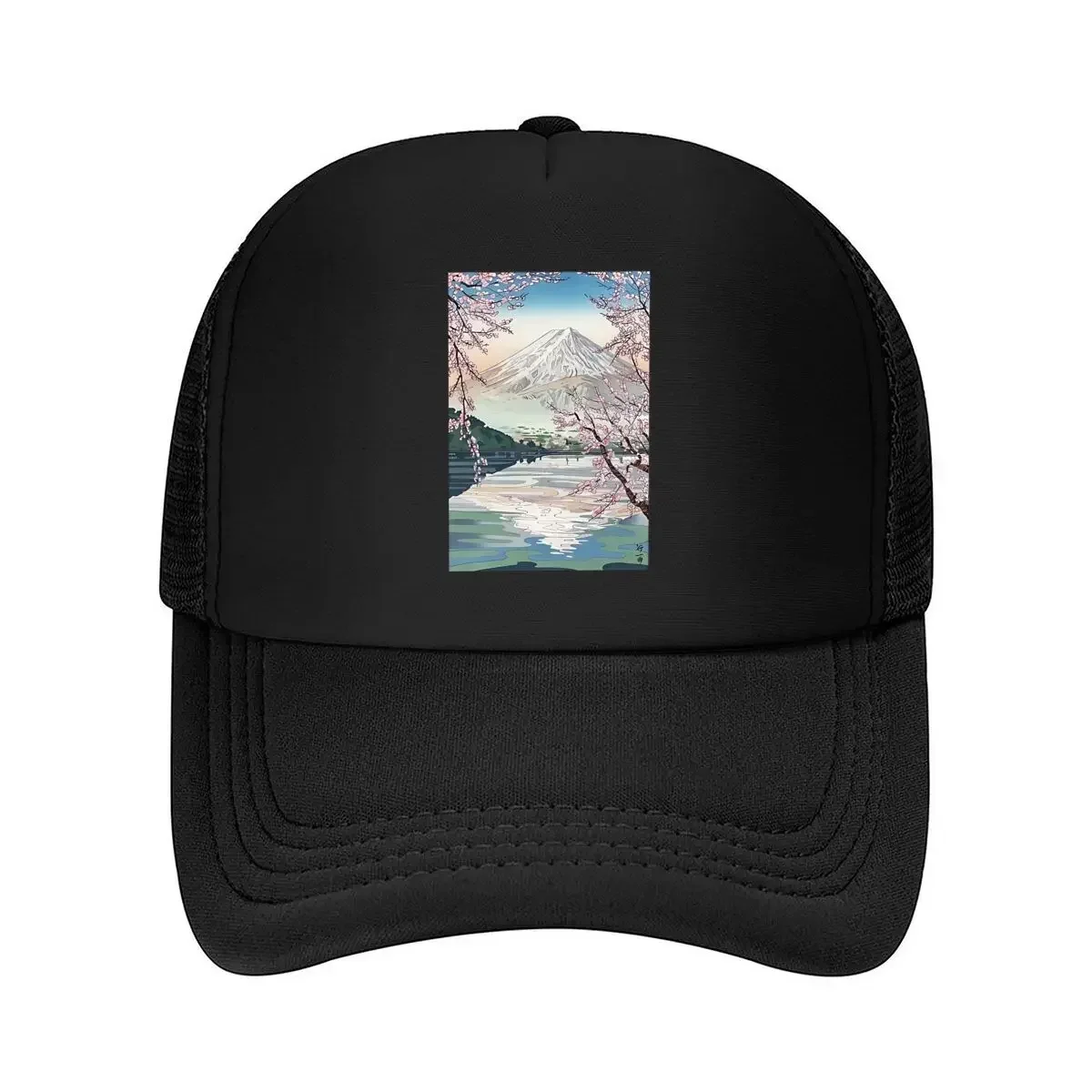 2026 Mount Fuji Cherry Blossom Sticker Mesh Baseball Cap