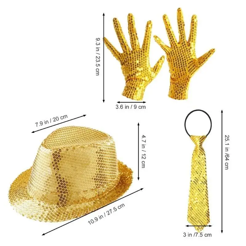 652f 5/6/7pcs80s 90s roupas palco dança estrela traje, luvas lantejoulas, gravata, chapéu, óculos para festa