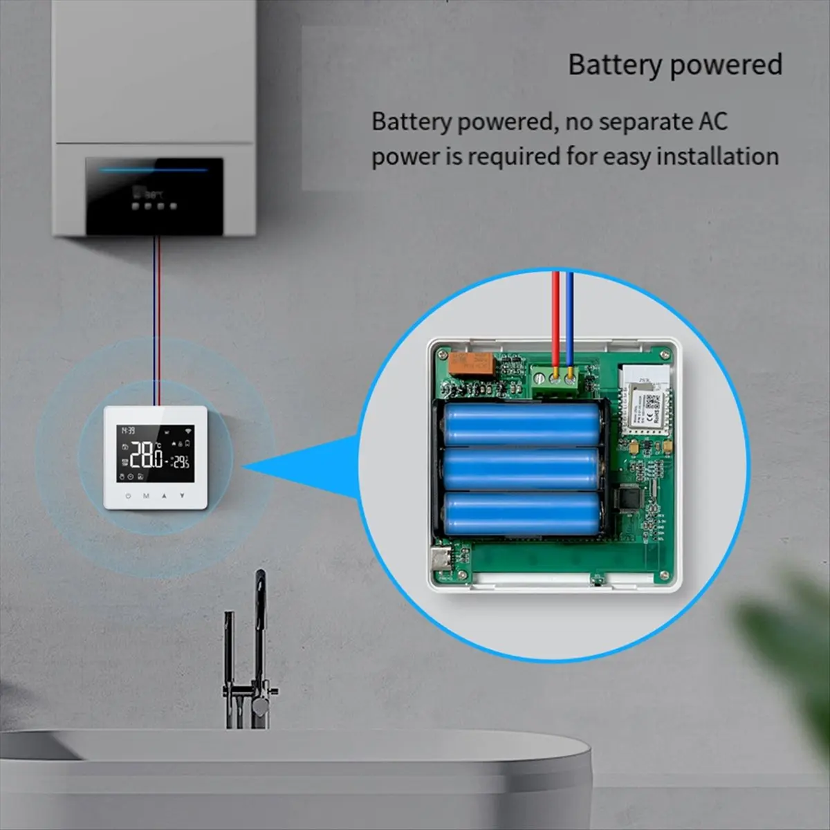 

SWXF Tuya ZigBee Thermostat Smart Home Battery Powered Temperature Controller for Gas Boiler Works with Voice Assistant