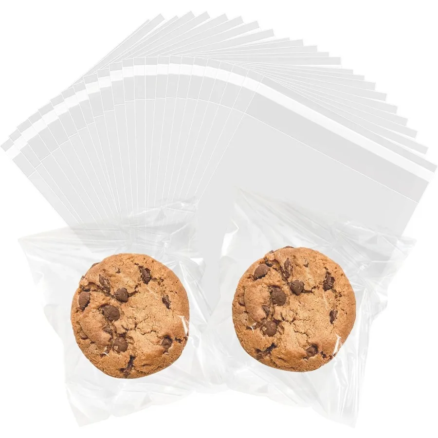 Bolsas para galletas, 200 Uds., bolsas de celofán autoselladas, 4x6 Ihes, plástico transparente pequeño sellado con sello para regalo, embalaje de dulces