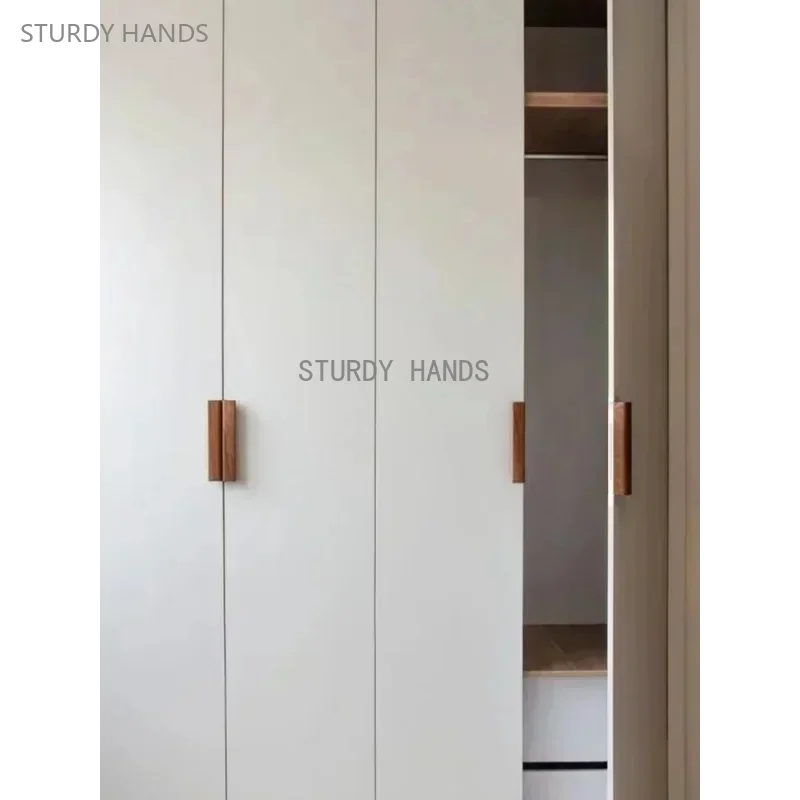 1PCS solid wood classic minimalist wardrobe handle furniture, natural wood color wardrobe, storage cabinet door, wooden handle