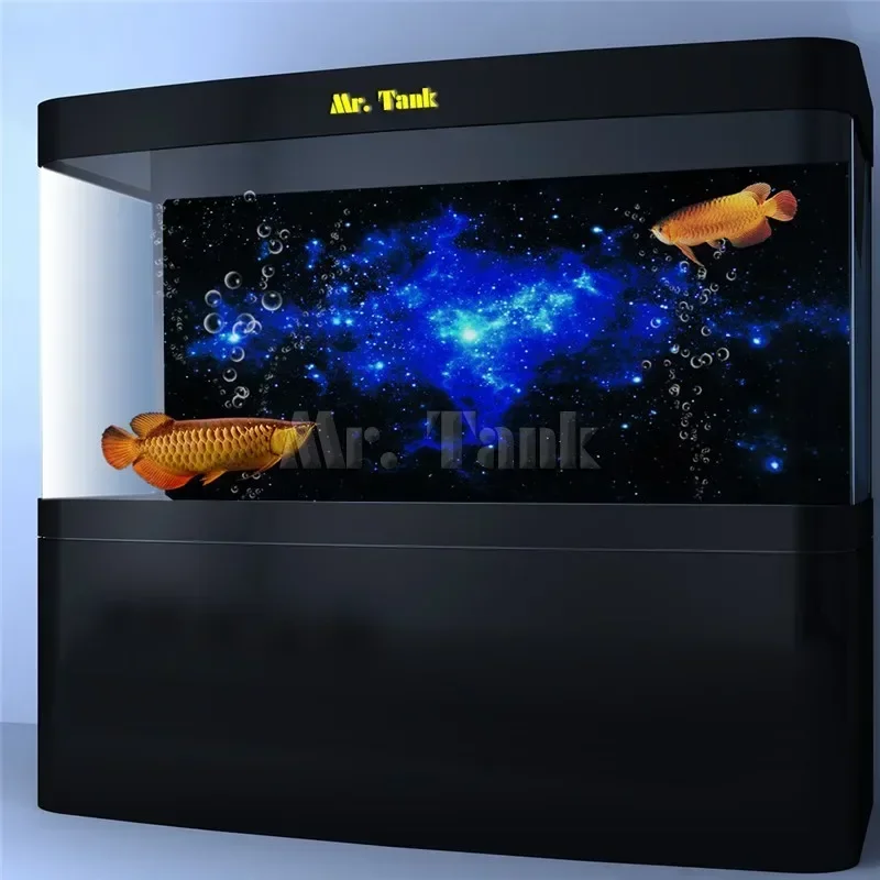 Mr.Tank Star Dust Galaxy Aquarium Background Poster Fish Tank Landscape Decoration Backdrop Customized Static Cling Film