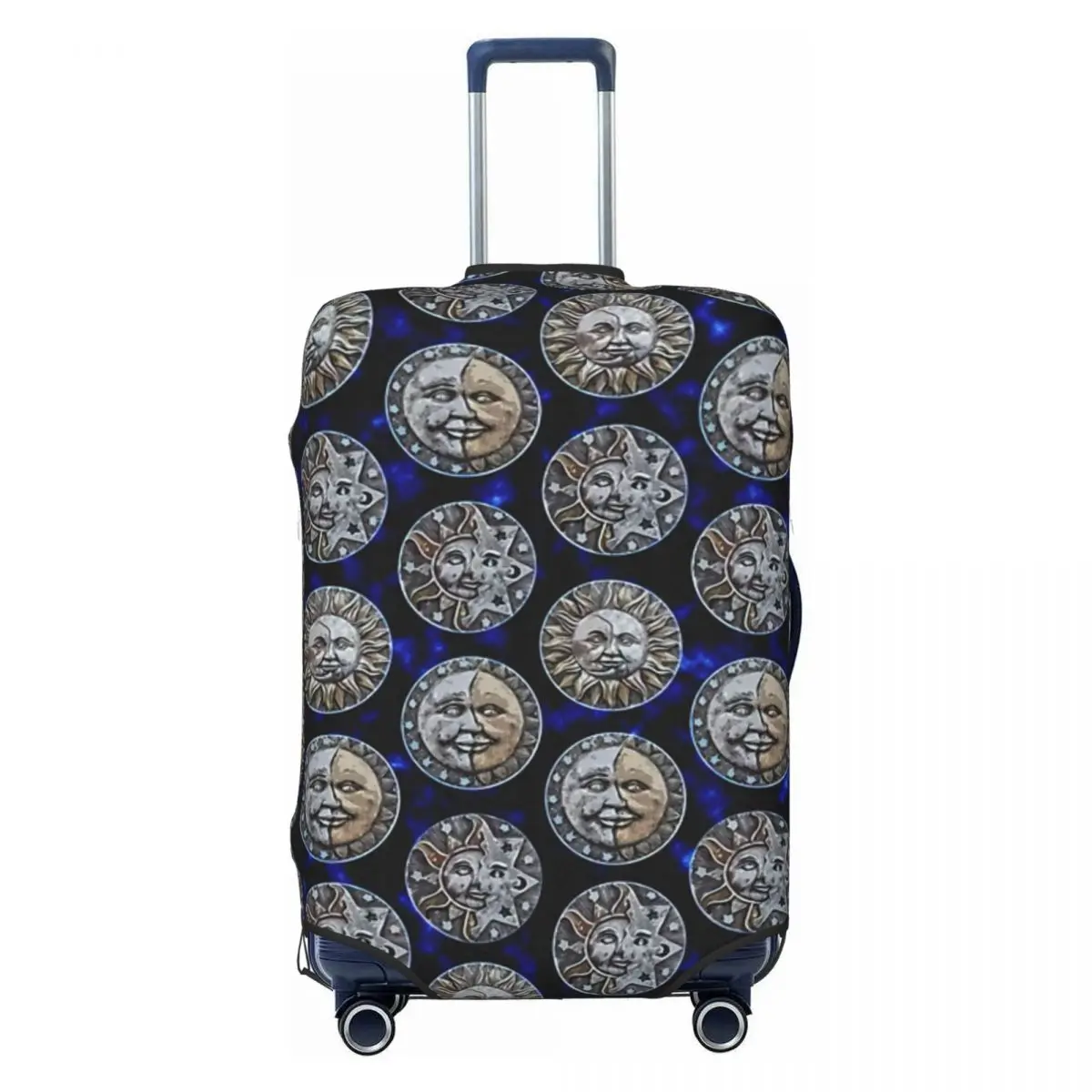 

Graphic Stone Suns Moons Tile Dark Blue Grey Print Luggage Protective Dust Covers Elastic Waterproof 18-32inch Suitcase Cover