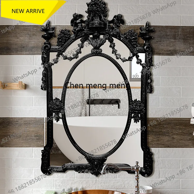z183 Art special-shaped wall-mounted mirror porch fireplace mirror decorative mirror princess wind photo