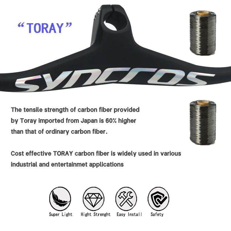 syncros carbon Handlebar Chrome Integrated bar MTB  Bike -7 ° 660-800mm 70/80/90/100mm Chameleon Logo carbon bike frame parts