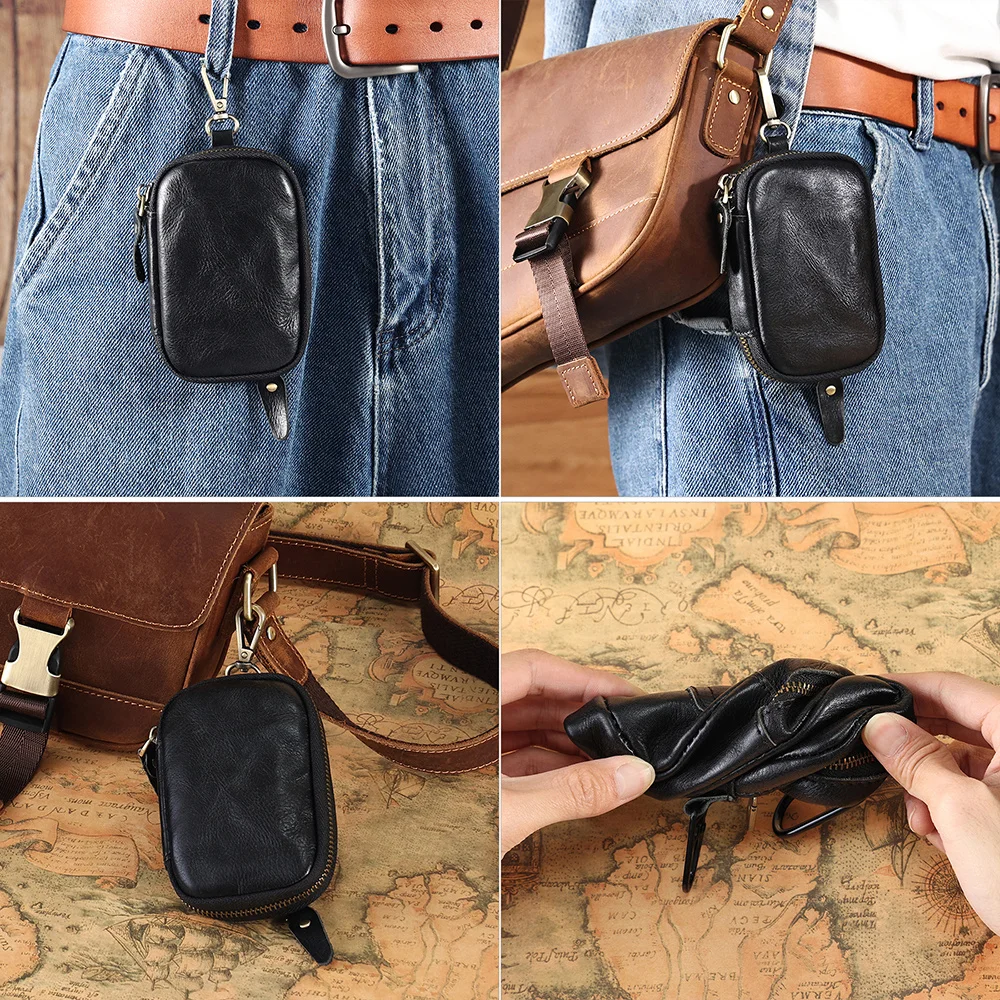 Echtem Leder Schlüssel Brieftasche Mann Haushälterin Schlüssel Organizer Männer Auto Schlüssel Halter Zipper Schlüssel Fall Haushälterin Schlüssel Veranstalter